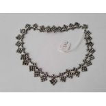 Antique Victorian cut steel fringe necklace, 360mm long on integral cut steel snap