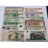 13 Zimbabwe banknotes all different