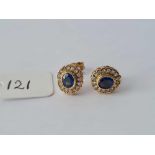 A pretty pair of sapphire and diamond halo earrings 9ct