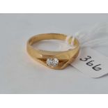 18ct diamond single stone ring with abstract top set with a diamond weighing 0.32 cts, size Q