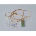 A oriental jade pendant necklace 9ct 18 inch – 4.1 gms