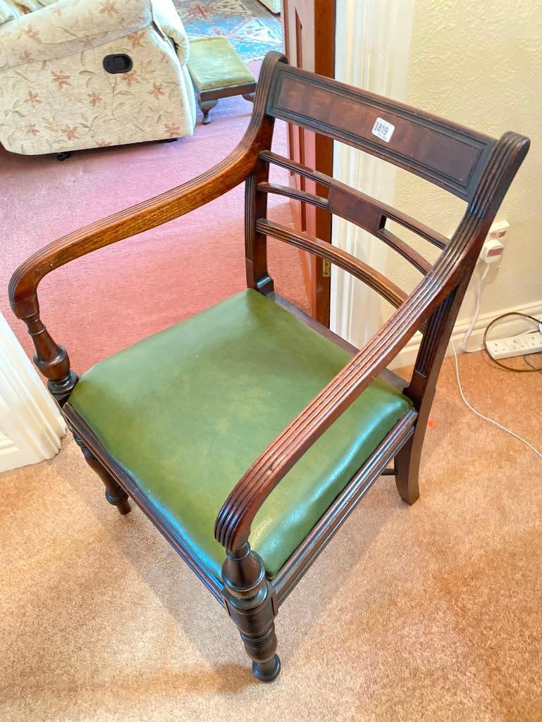 A Regency period mahogany elbow chair with stretcher base - Image 2 of 2