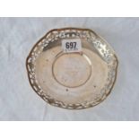 A circular dish with pierced sides, Sheffield 1942, 118g