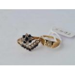 Three dress rings 9ct – 5.7 gms