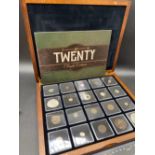 Cased set of 20 coins from 20 countries, some silver