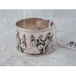 Chinese napkin ring applied with Prunus. By C H