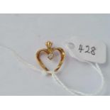 A diamond heart pendant, 9ct, 1.1g