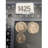 Sixpences 1696, 1826 & Hammered coin