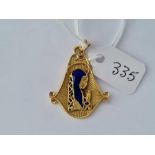 An enamel and 21ct gold Madonna pendant 5.3g