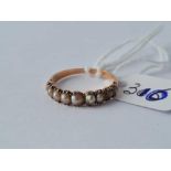 A antique gold and pearl half hoop ring size N