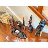 Six more carved African figures, 6" high