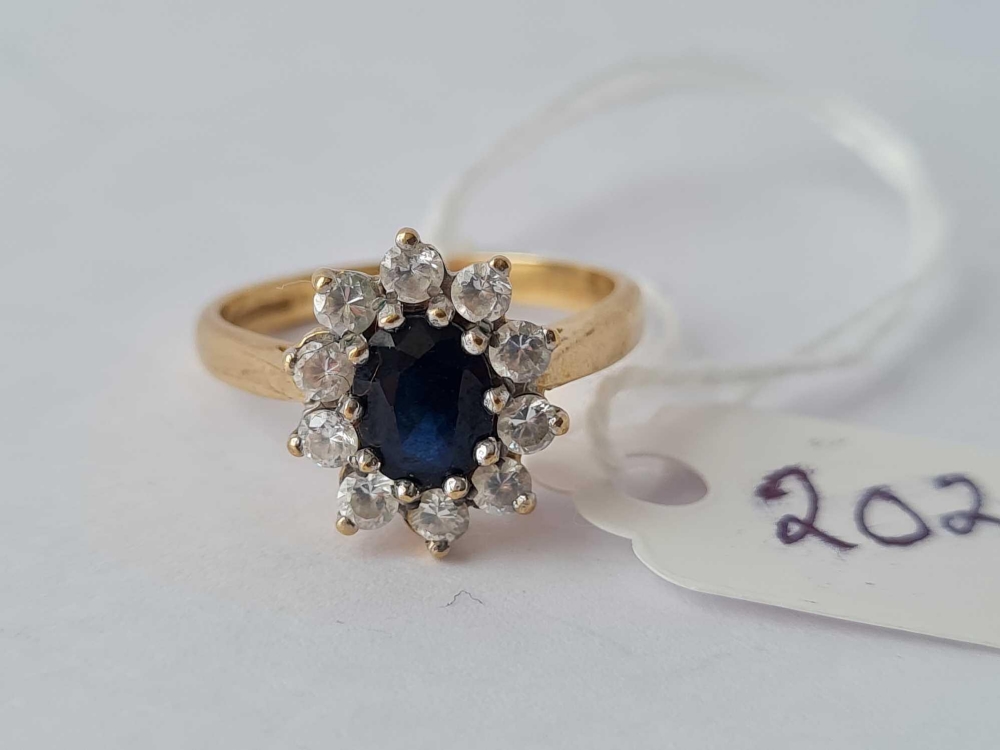 A blue white stone 9ct dress ring size L 2.7g inc - Image 2 of 3
