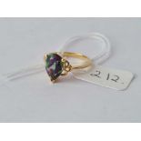 A pear shaped mystic topaz in 9ct size L 2.4g inc