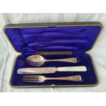 A boxed Christening set, knife, fork and spoon, London 1901