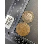 1788 Anglesey penny and 1/2 penny token