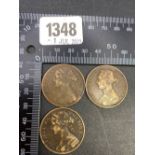 3 pennies 1861,1862,1887 high grade