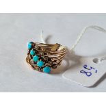 A Victorian gold turquoise and pearl harem ring size H – 3 gms