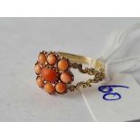 A early Victorian gold and coral set cluster ring size J ½