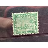 MALAYA/SELANGOR SG71a (1941). 3c mint on thin striated paper. Scarce. Cat £50