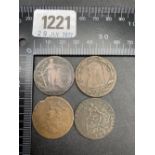 Four 18th Century tokens