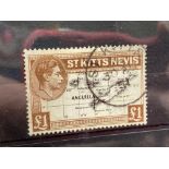 ST KITTS/NEVIS SG77f (1948). Set £1 top value. Fine used. Cat £25