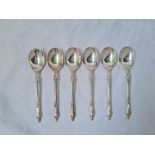A set of six apostle topped tea spoons, Sheffield 1932 by JR, 95g