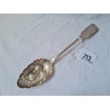 A Georgian Exeter berry spoon with embossed decoration, 1826 by J Stone