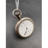 A gents metal WALTHAM pocket watch with seconds dial