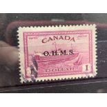 CANADA SG 0170 (1949). $1 OHMS overprint. Fine used. Cat £70