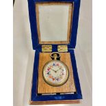 Vintage pocket watch with wooden case