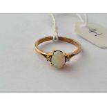 A vintage opal and diamond gold mounted ring size M 1.9g inc