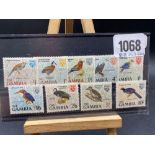 GAMBIA 1963 Birds m/m to 10/- sw=el't'n1/2-1 1/2, 4d, 5/-to 10/- (9) Cat £56