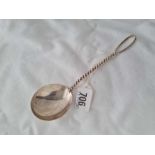 A Continental silver (800 standard) spoon with twisted stem, 44g