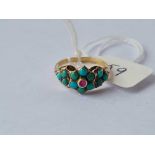 A EARLY VICTORIAN TURQUOISE AND RUBY CLUSTER RING 15CT GOLD TESTED SIZE J 1.4 GMS