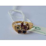 A GOOD SCARCE VICTORIAN REGARD RING WITH REAL GEMS 15CT GOLD SIZE M