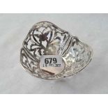 A triangular shaped sweet dish pierced with butterflies etc. 4” wide, Chester 1912