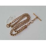 A GOOD DOUBLE ALBERT WATCH CHAIN 9CT 41.6 GMS