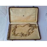 A VICTORIAN CASED SEED PEARL NECKLACE 18C GOLD TESTED 30 GMS