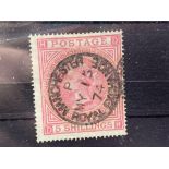 GB 1867 5/- c.d.s Royal Exchange S.G 127 Cat £675