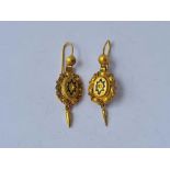 A pair of Victorian yellow metal earrings