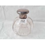 Another salt bottle with etched body, hinged cover, 4" high, London 1910 by WC