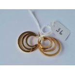 A pair of three row hoop earrings 9ct 3.1 gms