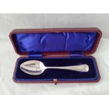 A Christening spoon in fitted box, Birmingham 1910