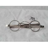 A pair of Georgian silver mounted spectacles with folding sides, probably London 1796 by IS