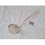 A sugar sifter spoon with circular bowl, possibly Exeter by DT