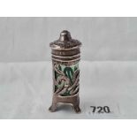 An Art Nouveau style pepper with green glass liner, Birmingham 1909