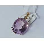 A large amethyst pendant 9ct 8.7 gms