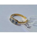 A sapphire and diamond ring 18ct gold size O 2.2 gms