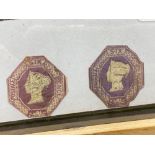 GB 1854 6d mauve two cut to shape SG 58 used Cat £2000