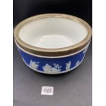 A Wedgwood salad bowl in blue and white with EP mounts, 9" diameter